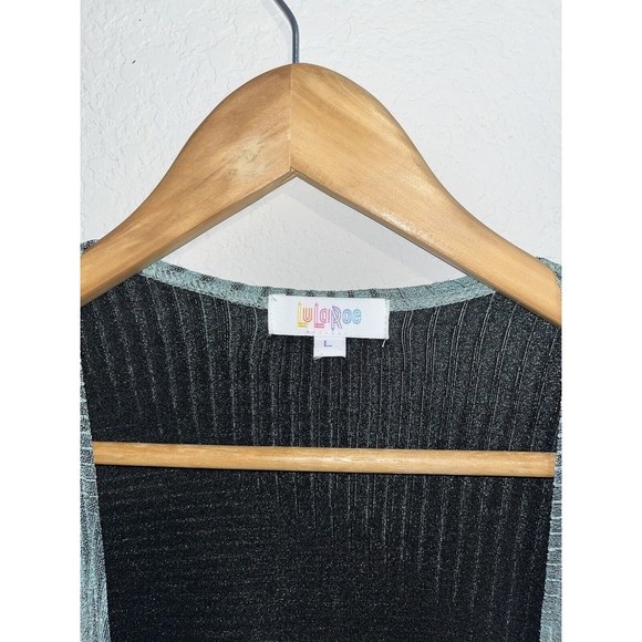 Lularoa rare Caroline Cardigan large green long duster ribbed stretchy - Picture 3 of 6